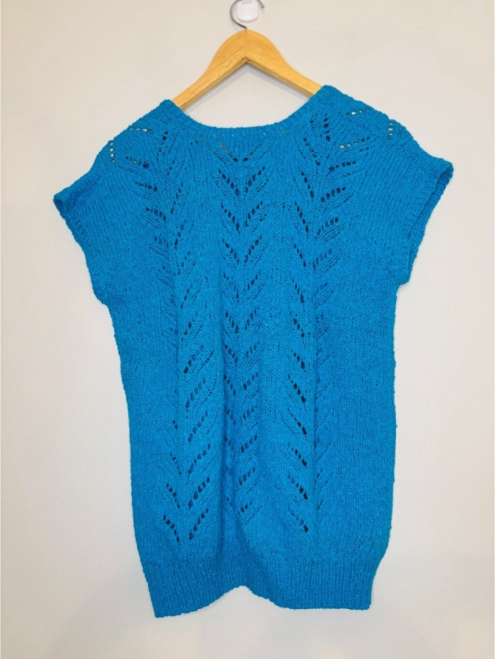 Handmade Open Knit Turquoise Pullover Vest Women's Size S/M Cottagecore Boho